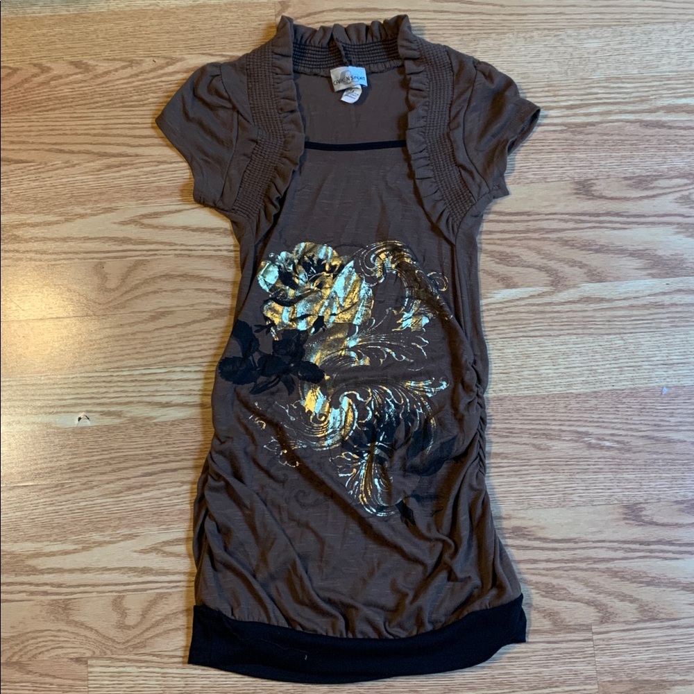 Caren Sport Brown and Black Mini Dress